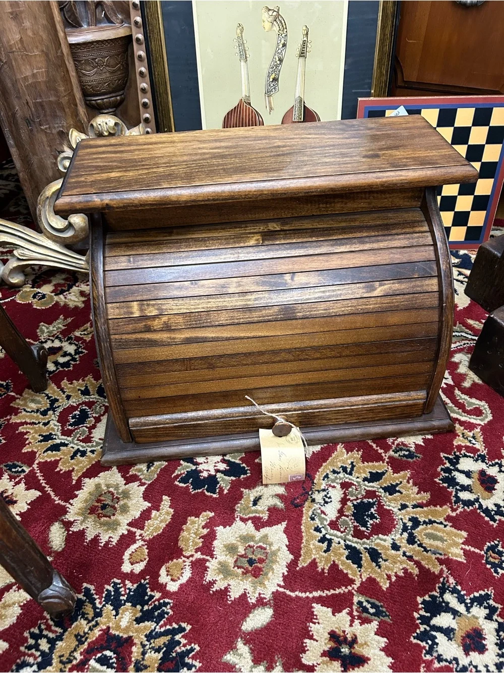 Vintage Wooden Roll-Top Bread Box